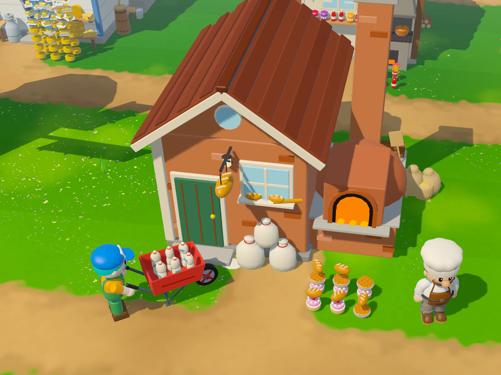 The farm bakery with fresh bread outside